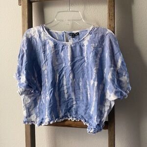 Style envy - Blue & white tie dye crop top
